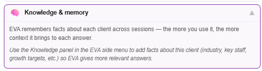 EVA View - Knowledge and memory - your decision framework grounded in actual data