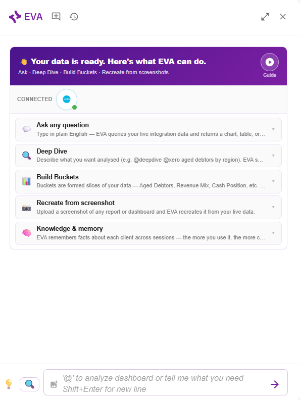EVA View - AI reads your data and identifies what needs attention